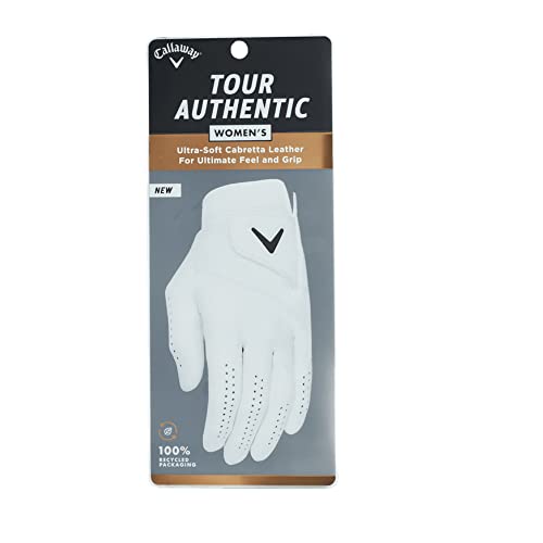 Callaway Golf 2022 Women’s Tour Authentic Glove (White, Standard Small, Worn on Left Hand)