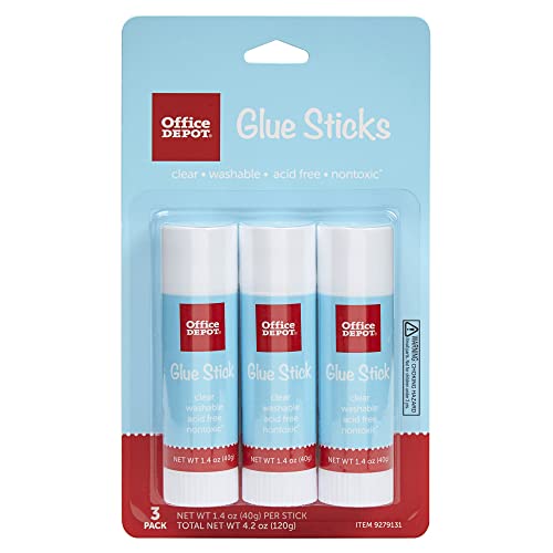 Office Depot® Brand Glue Sticks, 1.4 Oz, Clear, Pack Of 3 Glue Sticks