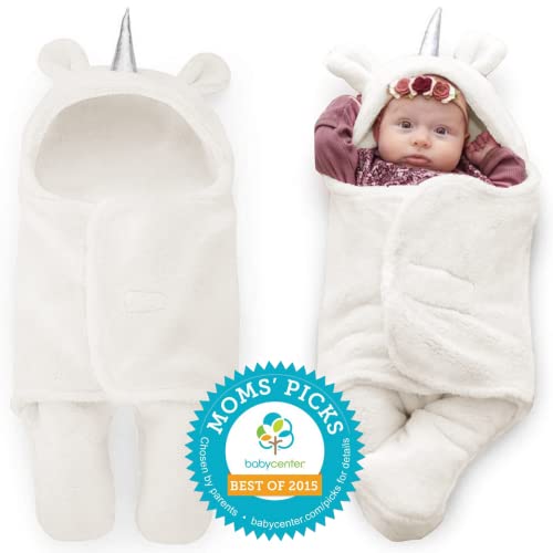 BlueMello Baby Swaddle Blanket | Ultra-Soft Plush Unicorn Essential for Infants 0-6 Months | Swaddling Wrap White | Ideal Newborn Registry and Toddler Boy Accessories | Perfect Baby Girl Shower Gift