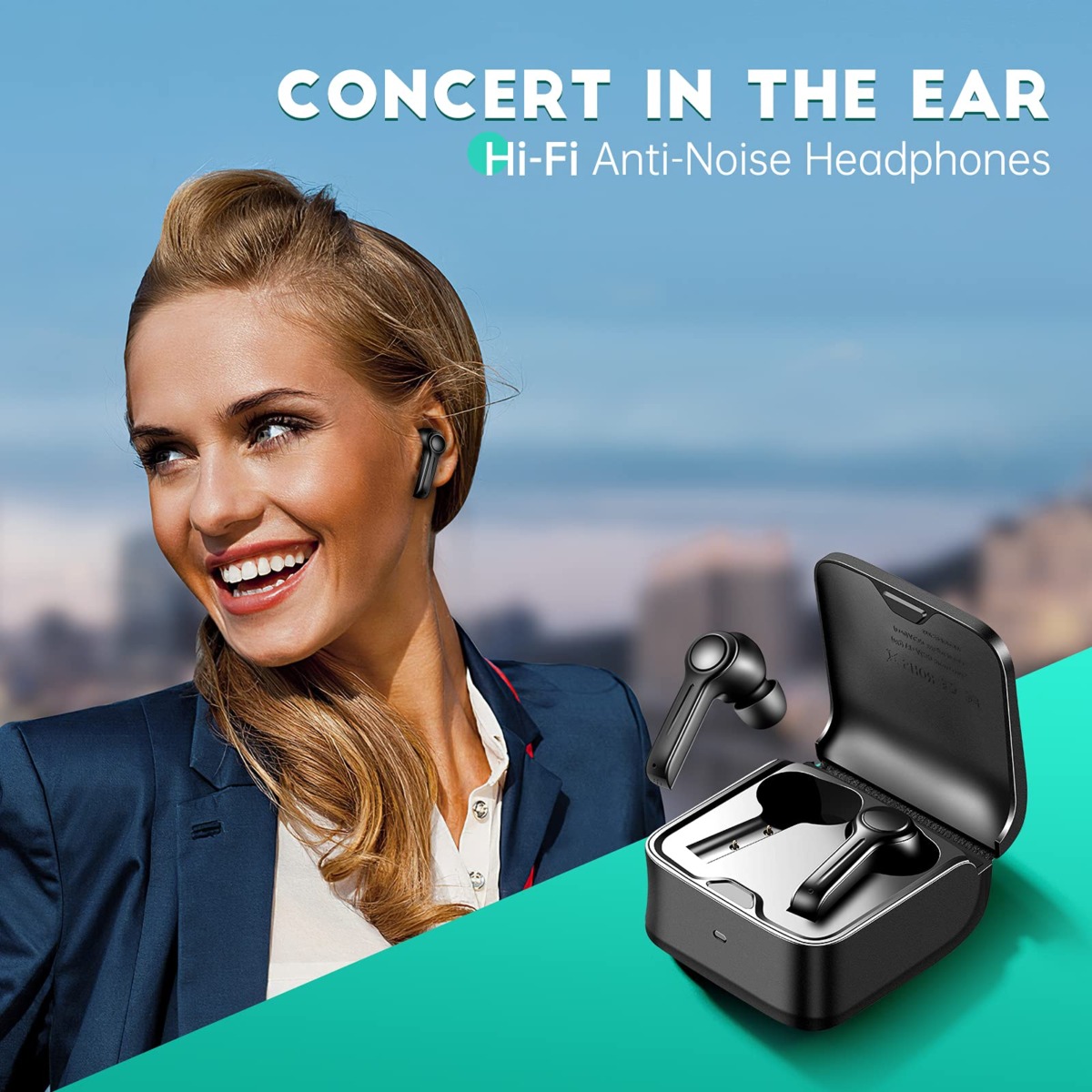 True Wireless Earbuds, Bluetooth Headphones in Ear Running Earphones with Noise Cancelling Mic, Built-in Microphone, IPX7 Waterproof, Vinlley Upgrade Wireless Headset for Laptop/Sports/iPhone/Android | The Storepaperoomates Retail Market - Fast Affordable Shopping