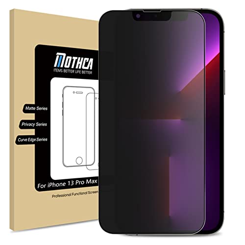 Mothca iPhone 14 Plus/13 Pro Max 6.7-inch Matte Privacy Screen Protector with Alignment Sticker, Full Screen Tempered Glass Anti-spy Anti-Glare Anti-Fingerprint Shield Smooth and No Dark,Easy to Install
