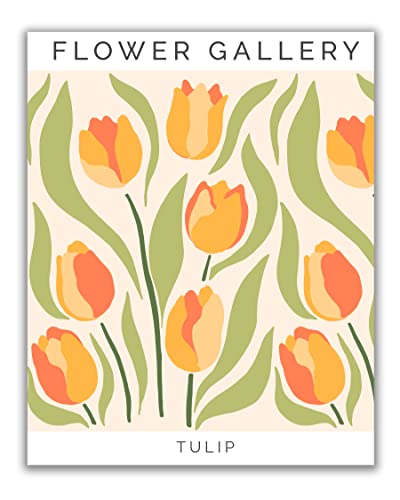 WESTBROOK DESIGN STUDIO Flower Market Tulips Wall Art Prints – 11×14 UNFRAMED Modern Abstract Floral Decor in Shades of Orange, Peach, Pink & Green on White. Flower Gallery No.24