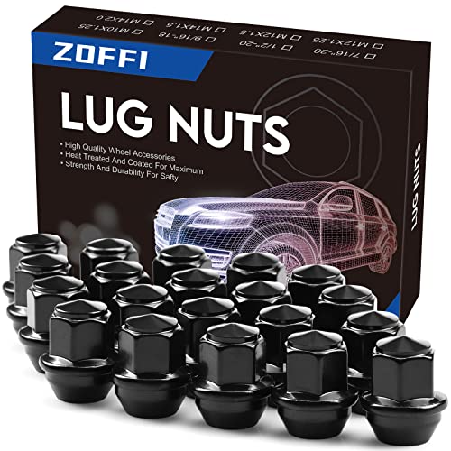 ZOFFI M12x1.5 One-Piece Lug Nuts – Replacement for 2006-2019 Ford Fusion, 2000-2019 Ford Focus, 2001-2019 Ford Escape Factory Wheel – 20pcs Black Closed End M12x1.5 Lug Nuts