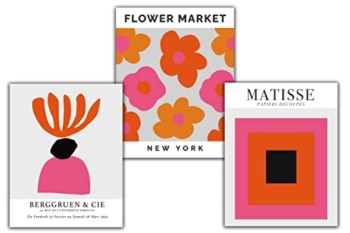 WESTBROOK DESIGN STUDIO Matisse-Inspired No.30 Wall Art Prints. Set of 3 – 11×14 UNFRAMED Abstract, Minimalist Aesthetic Wall Decor. Orange, Pink, Gray on White. | The Storepaperoomates Retail Market - Fast Affordable Shopping