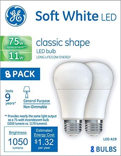 G E LIGHTING (8 Bulbs) GE 21004 Soft White LED 75 watt Equivalent A19 LED Light Bulb