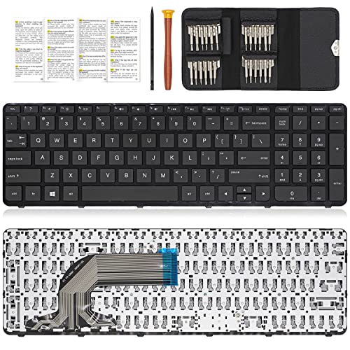 Laptop Keyboard replecement for HP Pavilion 250 G3,255 G3,250 G2,255 G2 15-D 15-E 15-G 15-R 15-N 15-S 15-F 15-H 15-A Series,US Layout with Installation Manual + Repair Tool Set