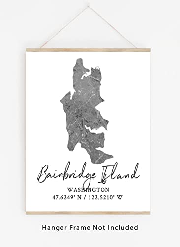 WESTBROOK DESIGN STUDIO Bainbridge Island WA Map Wall Art Print – 8×10 Silhouette Decor Print with Coordinates. Makes a Great Island-Themed Gift. Shades of Grey, Black & White. | The Storepaperoomates Retail Market - Fast Affordable Shopping