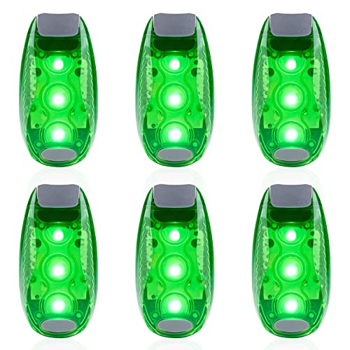 6 Pack Led Safety Light, Safety Light, High Visibility Strobe Running Lights Used for Bicycle, Walking Etc. Clip-On Running Lights Clip to Clothes Strap to Wrist, Bike Or Anywhere (Green)