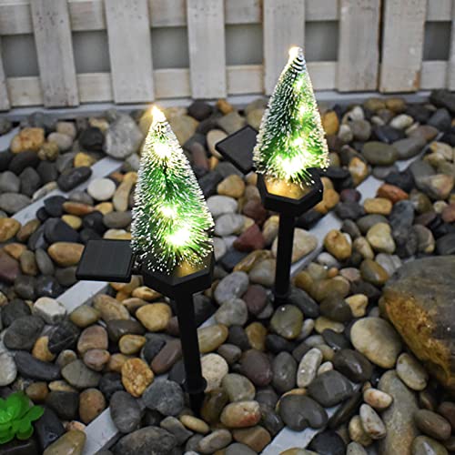 Small Solar Outdoor Christmas Tree for Yard with Lights – LED Christmas Light Decorations Outdoor, Plug-in Garden Lights Solar Powered Waterproof for Porch Lawn Home Decor (White)
