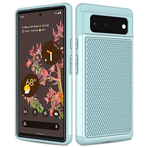 for Google Pixel 6 Phone Case: Drop Protective Military Grade Armor Case Cover | Sturdy Anti-Slip Grip & Shock-Proof Silicone TPU Bumper | Dual-Layer Heavy Duty Protection Case – Teal