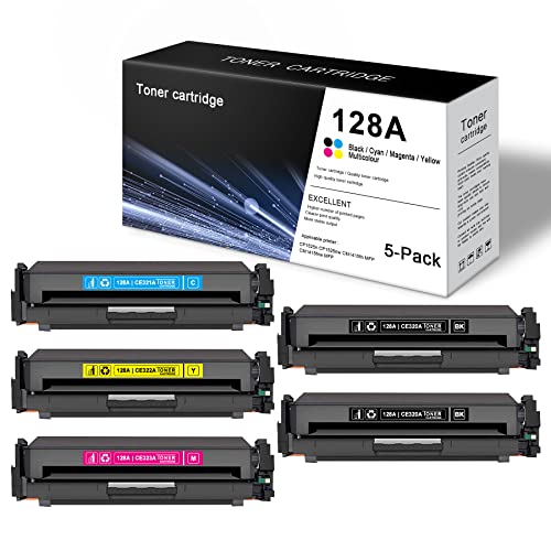 NDIN (5 Pack 2BK+1C+1Y+1M) Compatible 128A CE320A CE321A CE322A CE323A Ink Cartridge Replacement for HP CM1415fn CM1415fnw MFP CP1525n CP1525nw Printer Toner Cartridge – Sold by Indiuprint.