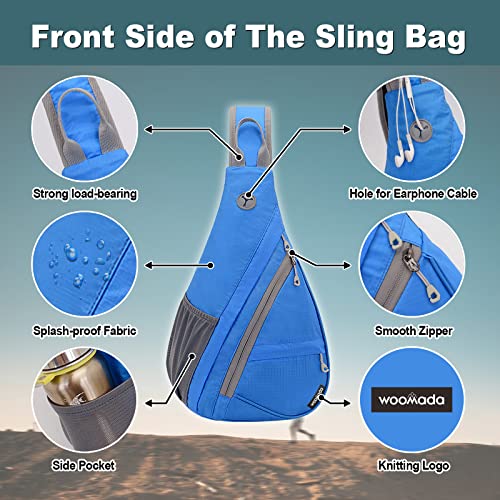 WOOMADA Small Sling Bag for Men Crossbody Sling Shoulder Travel Hiking Backpack Chest Bag for Women with Hidden Earphone Hole (Green) | The Storepaperoomates Retail Market - Fast Affordable Shopping