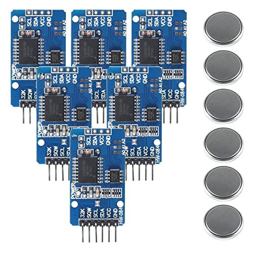 AITRIP 6PCS DS3231 Real Time Clock Module RTC Sensor High Precision AT24C32 IIC Timer Alarm Clock for Arduino Raspberry Pi with Coin Battery