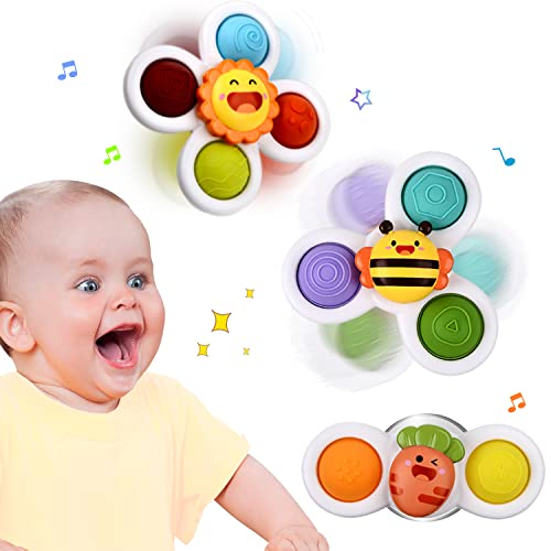 Suction Toys for Baby, Suction Cup Spinner Toy for Babies, Baby Fidget Spinning Toys for Toddlers 1-3 Years Old, Gifts for boy Girl