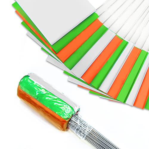 Zozen Marking Flags, Marker Flags, – 100 Pack | 15x4x5 Inch Orange&White&Green, Landscape Flgs, Survey Flags, Lawn Flags,Yard Markers, Match with for Distance Measuring Wheel.