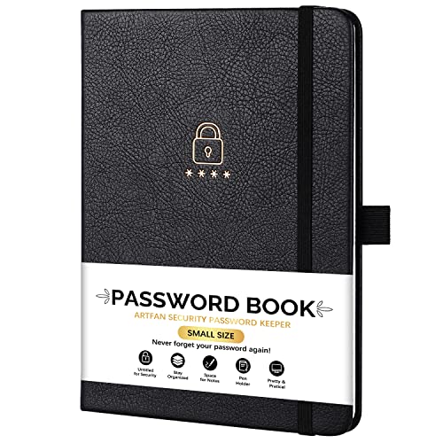 Password Book – Hardcover Password Book with Alphabetical Tabs for Internet Website Address Login, Pocket Size Password Keeper, 5.0″ x 6.8″, Password Organizer for Home Office Desk Use