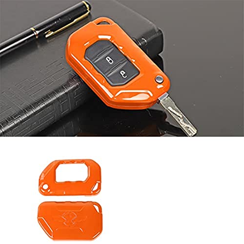 SZDEDA ABS Car Key Fob Cover Case Protector Shell Trim Fit for Jeep Wrangler JL JT Gladiator 2018-2022 Car Accessories (Orange)