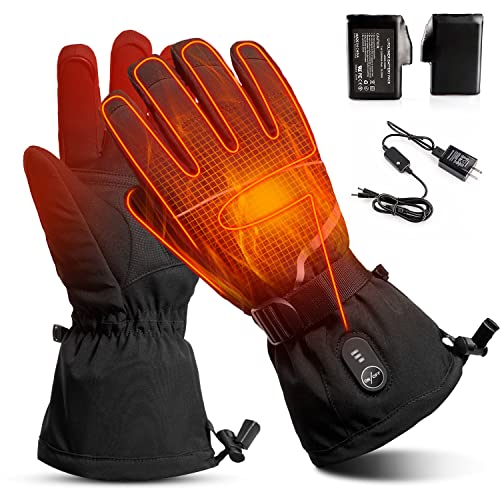 Heated Gloves,7.4V 2200MAH Electric Rechargeable Battery Motorcycle Gloves for Men Women, Warm Insulated Mitten Glove for Winter Cycling Riding Hunting Fishing Hand Warmer
