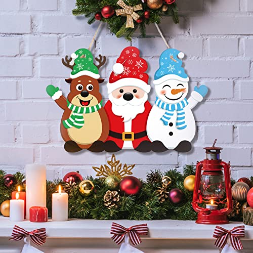 Yalikop Christmas Santa Claus Hanging Sign Christmas Wooden Door Sign for Wreaths with Rope Xmas Snowman Plaques Gnomes Wall Ornaments for Christmas Tree Home Party Snowflake Decorations (Snowman) | The Storepaperoomates Retail Market - Fast Affordable Shopping
