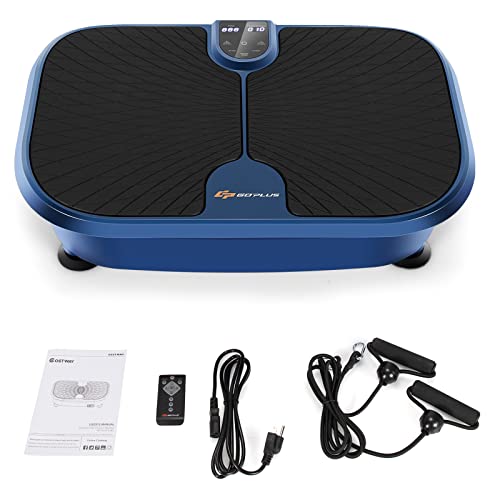 Goplus 3D Vibration Plate Exercise Machine, Whole Body Workout Fitness Vibrating Platform W/Remote Control,2 Loop Bands,99 Adjustable Speeds,0-10Mins Timer, Home Training Equipment for Weight Loss
