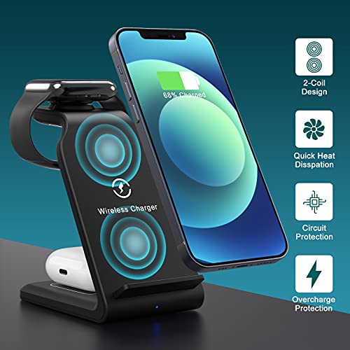 Wireless Charging Station for iPhone Multiple Devices Apple – 3 in 1 Wireless Charger Dock for iPhone iWatch Series 7 6 SE 5 4 3 2 & Airpods iPhone 14 14Pro 13 13Pro 12 12Pro 11 Pro X Max XS XR 8 | The Storepaperoomates Retail Market - Fast Affordable Shopping