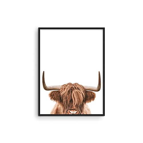 Haus and Hues Highland Cow Wall Art – Highland Cow Print and Bull Wall Art Cow Wall Decor Cow Pictures Wall Decor | Farmhouse Pictures Cow Print Animal Bull Pictures for Wall (Highland Cow, 12×16 Black Framed)