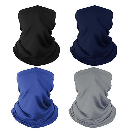 4 Pack Neck Gaiter Breathable Bandana Mask for Outdoor Protection, Washable Reusable Cooling Gator Mask Headband Mask Face Covering Protect from Dust for Men Women Fishing Cycling Running Hiking Navy