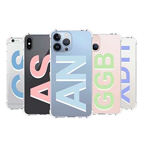 Custom Monogram Initial Phone Case for iPhone 14 13 Pro Max Plus Mini 12 11 Xs XR X 8 Plus 7 6s 6 Se 2020 Customized Personalized Clear Phone Cover Slim Soft
