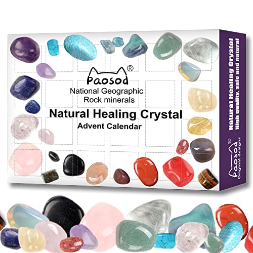 Paosod Healing Crystal Advent Calendar 2022 – 24 Pcs Christmas Novelty Toy Set – 2023 New Year 24 Days Countdown Board Game-Christmas Countdown Calendars for Christmas Home Garden Decoration