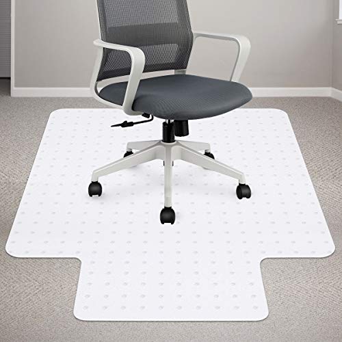 Dayuup Chair Mat for Carpeted Floor, 36 x 48 inches, Premium Material Chair Mat with Lip, Easy Glide Transparent Mats for Chairs, Good for Desks, Floor Mats for Office, White-chair Mat