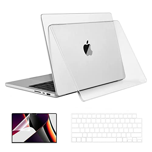 EooCoo Hard Case Clear Compatible for Newest MacBook Pro 16 Inch Case Release 2023 2022 2021 Model M2 A2780 M1 Pro M1 Max A2485 with Keyboard Cover, Screen Protector – Crystal Clear