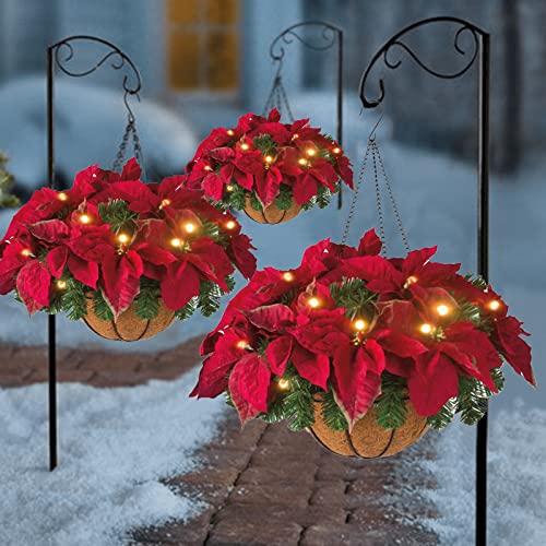 Euyhatce Frosted Flower Hanging Basket Christmas The Cordless Hanging Holiday Poinsettia Basket Home Household Ornaments Holiday Esstentials Holiday Party Ornaments Decorations for Home
