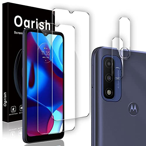 Ogrish [2+2 Pack Tempered Glass Screen Protector for Motorola Moto G Pure 2021 – and 2 Pack Camera Lens Protector – HD Clarity – Anti-Scratch – Case Friendly – Anti-fingerprint
