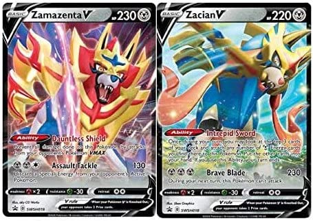 Pokemn Pokémon Zacian V & Zamazenta V – 2 Card Lot – Holo Black Star Promo