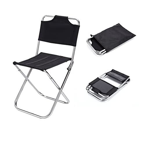 Outdoor Folding Camping Chair Ultralight Portable Fishing with Lumbar Back Support and Carry Bag High-Strength Aluminum Alloy Camp for Picnic (Black), 18.89（backrest High ）x10.62×8.66×7.87inch
