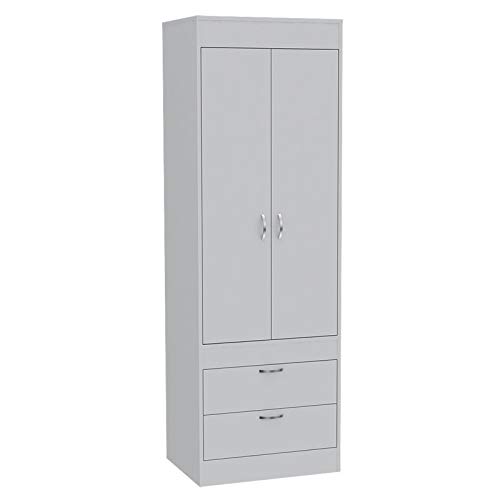 BOWERY HILL Wood Contemporary 2 Drawer 2 Door armoire in White