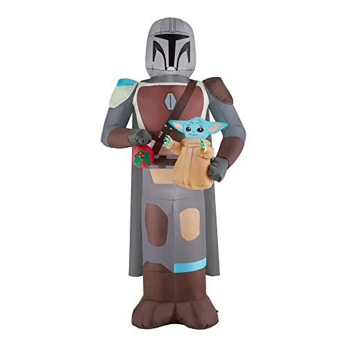 Holiday Accents Gemmy 6.5′ Christmas Inflatable Mandalorian and Yoda The Child Holding a Christmas Ornament Indoor/Outdoor Decoration, Multi, 5486