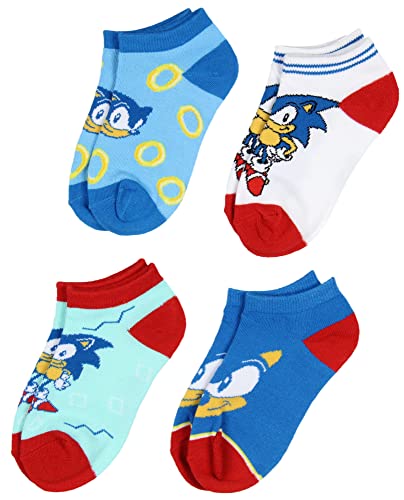 Sega Sonic The Hedgehog Boys’ Youth Ankle Socks No-Show Kids Video Game 4 Pairs