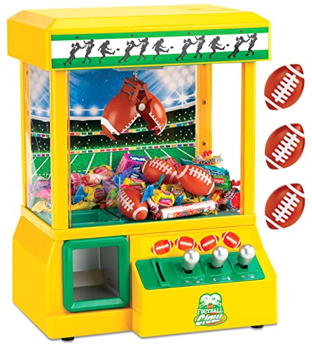 Bundaloo Claw Machine for Kids – Football Themed Miniature Candy Grabber with 3 Small Footballs, 30 Reusable Tokens – Electronic Prize Dispenser Toy Party Game for Children