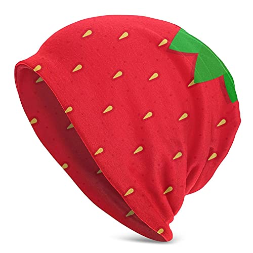Strawberry Red Beanie Hat Knit Cap for Women Men Fisherman Beanie Slouchy Beanie Cap Skull Cap Cute Cycling Head Hat Unisex