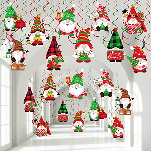 30 Pieces Christmas Swirl Decoration Gnomes Hanging Swirl, Xmas Holiday Birthday Party Decoration for Christmas Home Party Outdoor Indoor Decor Holiday Presents Baby Shower Supplies