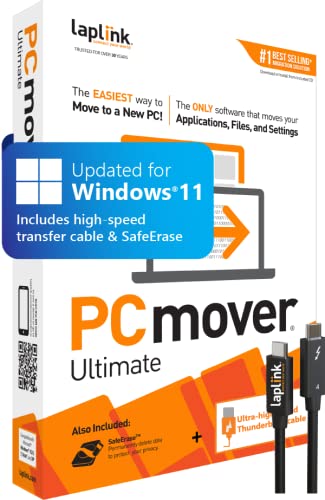 Laplink PCmover Ultimate 11 with Ultra-High-Speed Thunderbolt™ Transfer Cable – 1 Use