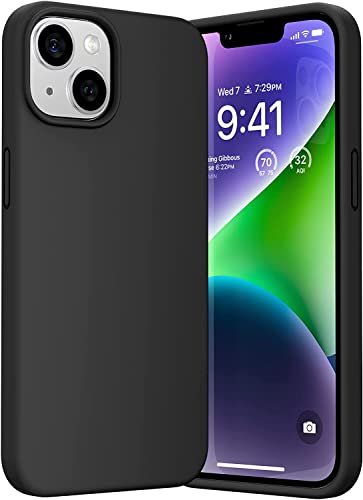 TORRAS iPhone 13 Case/iPhone 14 Case Silicone [Mil-Grade Drop Tested] Shockproof Protective Phone Case with Soft Velvet Lining Silky Touch Anti-dust Anti-scratch Case iPhone 13/iPhone 14, Mystic Black