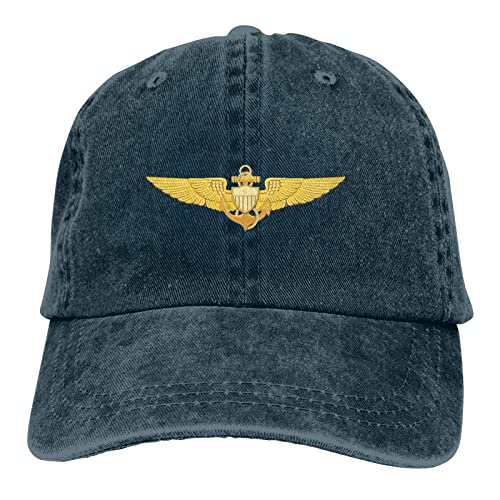 Navy US Pilot Wings Navy Dad Hat Denim Hat Adjustable Vintage Baseball Cap