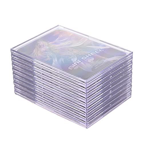 Qesonoo Cards Sleeves Top Loaders 10 Hard Acrylic Card Protector Clear Card Brick + 2 Display Stand Fit for Trading Cards,Standard Sports Cards,Baseball Card Holder Cases Collectibles White (10 + 2)