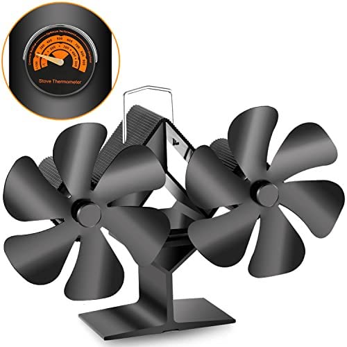 Xmasneed Wood Stove Fan Heat Powered Fireplace Fan, Thermoelectric Fan Eco Fans for Wood Burning/Pellet/Log Burner, Enhanced Dual Motor (Include Accessories Magnetic Stove Thermometer)
