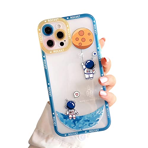 XAYAH Compatible with iPhone 13 Pro Max Clear Case Women Girls Cute Astronaut Case Camera Lens Protection Soft Silicone Shockproof Case for iPhone 13 Pro Max 5g 6.7 inch (Dark Blue)