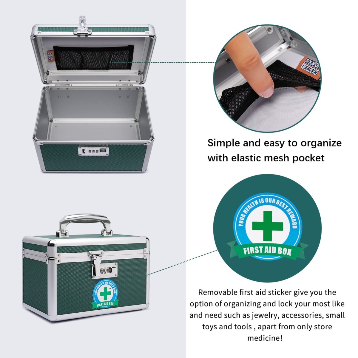 Lockable Medication Box with Portable Storage Case, 10.2”x 6.8”x 6.8”, Childproof Medicine Lock Organizer, Lockbox for Secure Cash, Jewelry, ID Documents (Green/Small) | The Storepaperoomates Retail Market - Fast Affordable Shopping