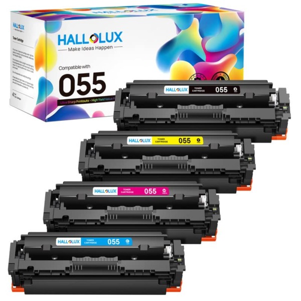 HALLOLUX Compatible Toner Cartridge Replacement for Canon 055 055H CRG-055H to Work with Color imageCLASS MF741Cdw MF743Cdw MF745Cdw MF746Cdw LBP664Cdw Printer (Black Cyan Magenta Yellow, 4 Pack)