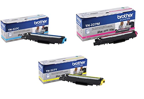 Brother TN227(CMY) High Yield Color Toner Set Cyan,Magenta, Yellow 3 Pack for HL-L3210CW, HL-L3230CDW, MFC-L3750CDW in Retail Packaging